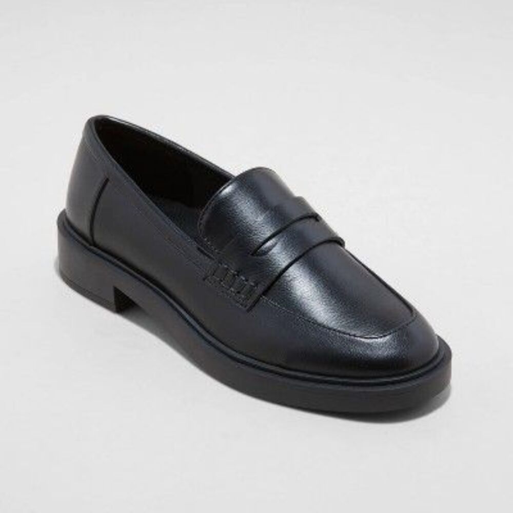 A New Day - A New Day Women's Faux Leather Slip On Casual Loaf Black